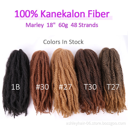 Free sample 60g 100% Kanekalon 18inch two tone cuban synthetic short marley crochet soft dread soft afro kinky twist braid hair